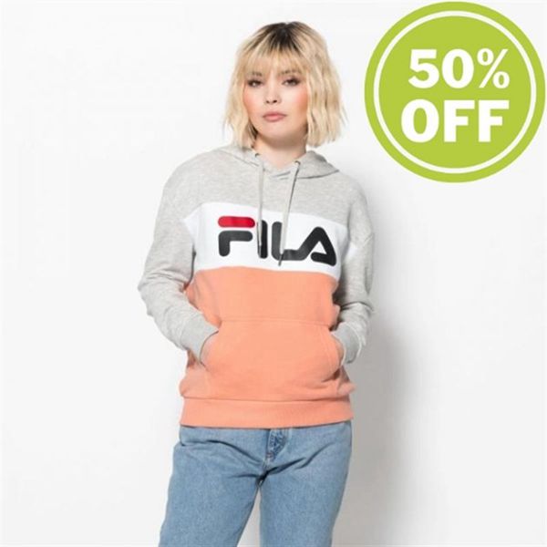 Moletons Fila Mulher Luz Cinzentas/Branco - Fila Lori Hoodie Hoodie Light Portugal Lojas,PLGS-43728